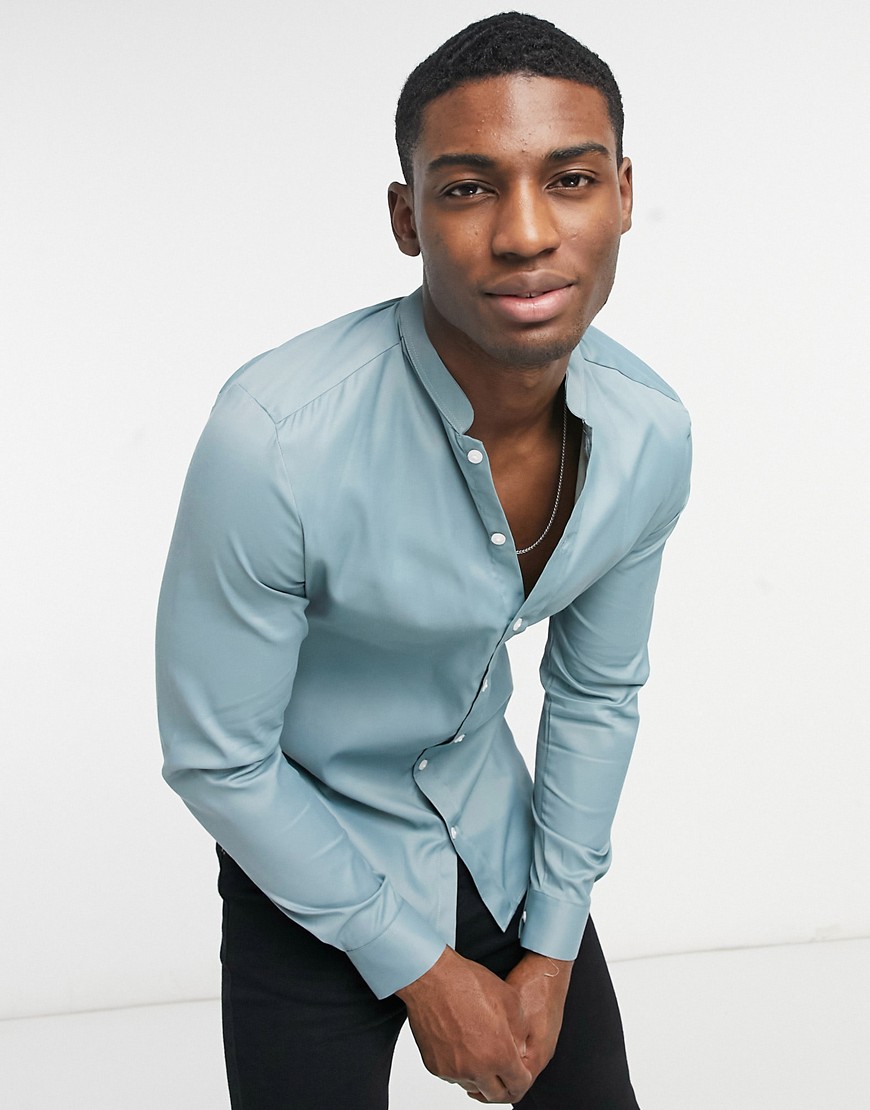 Chemise Casual Chemise En Lin Col Mao Homme Chemise