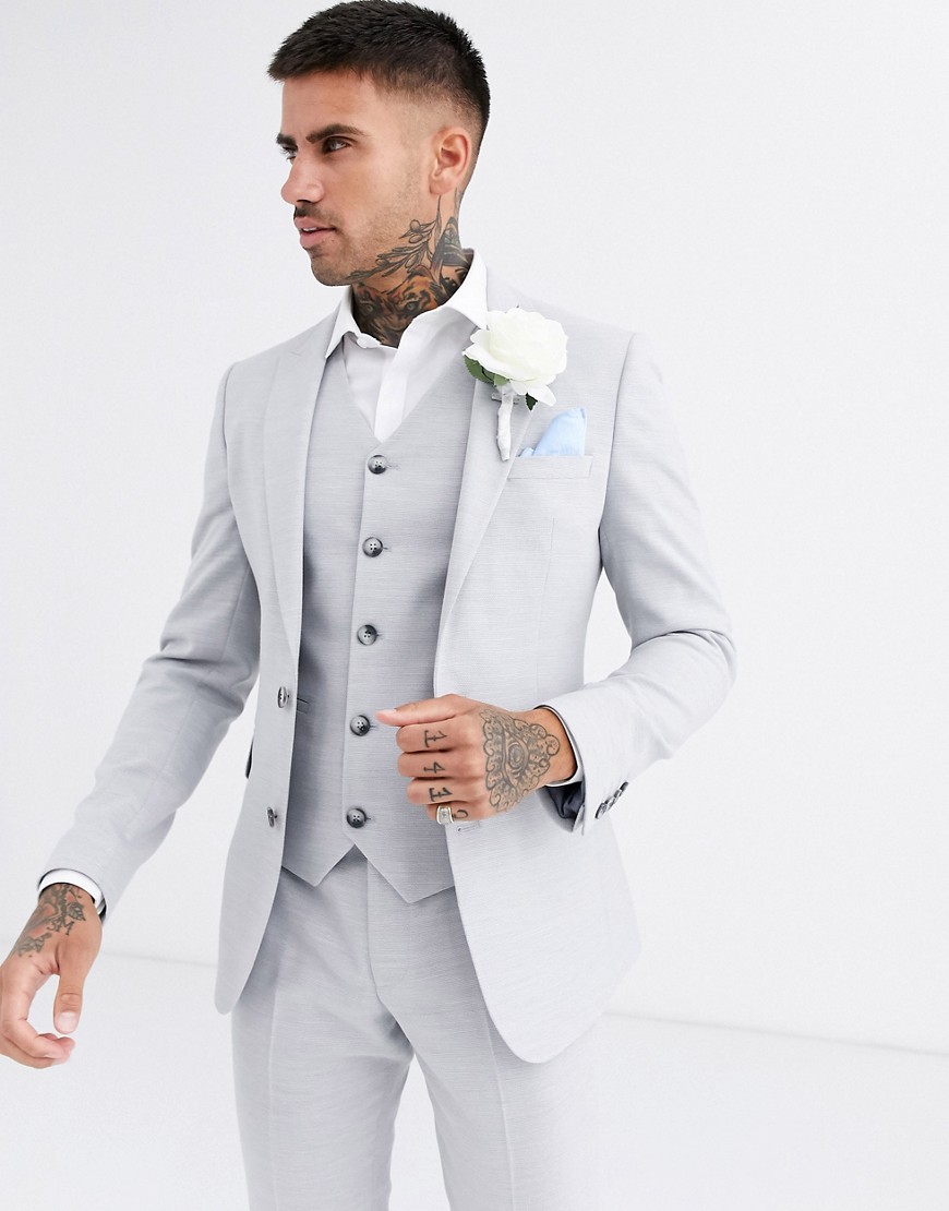 Mariage Veste de costume ultra ajustée micro-texturée gris glacé