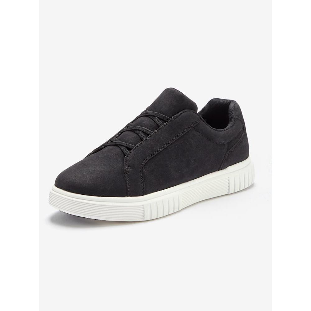 - Helline - Baskets sneakers à enfiler tendance et confortables avec talon rembourré et semelle légère noir - Grandes pointures