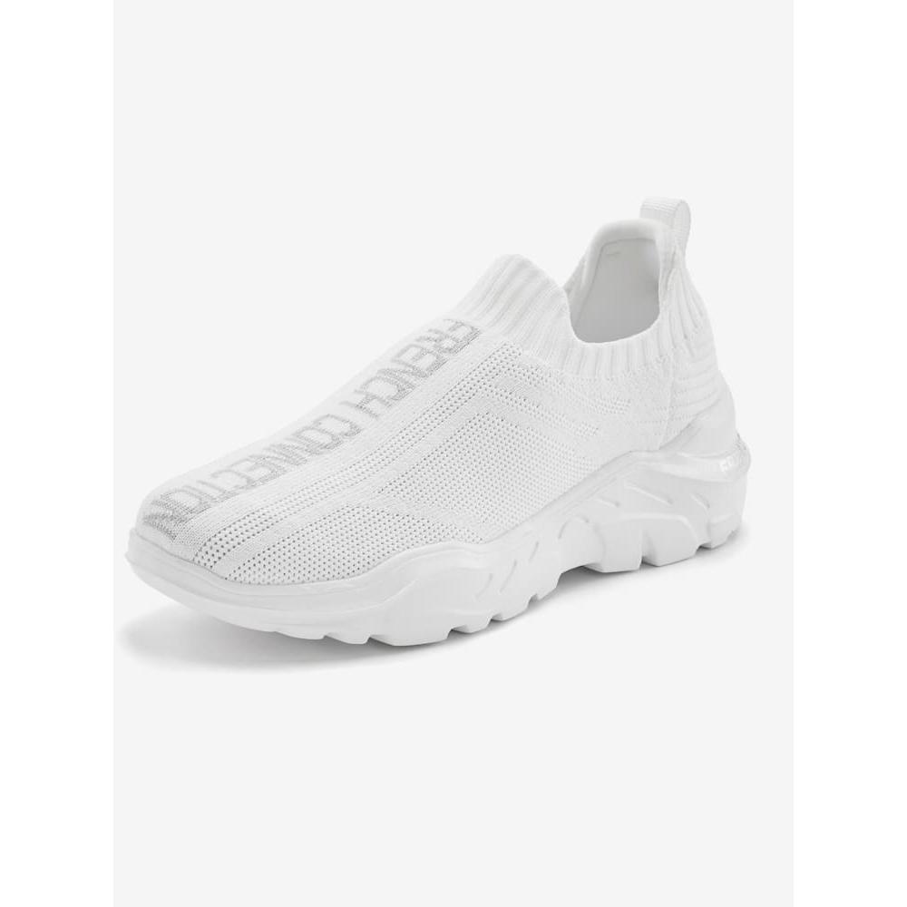 - Helline - Baskets sneakers qui épousent parfaitement le pied grâce à la matière textile douce blanc - Grandes pointures