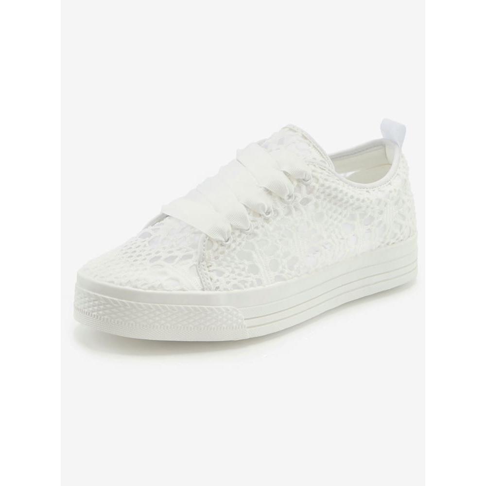 - Lascana - Baskets sneakers avec dentelle tendance et semelle compensée légère blanc - Grandes pointures